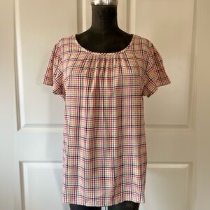 St. John’s Bay NWT Plaid Keyhole Back Woven Top Medium